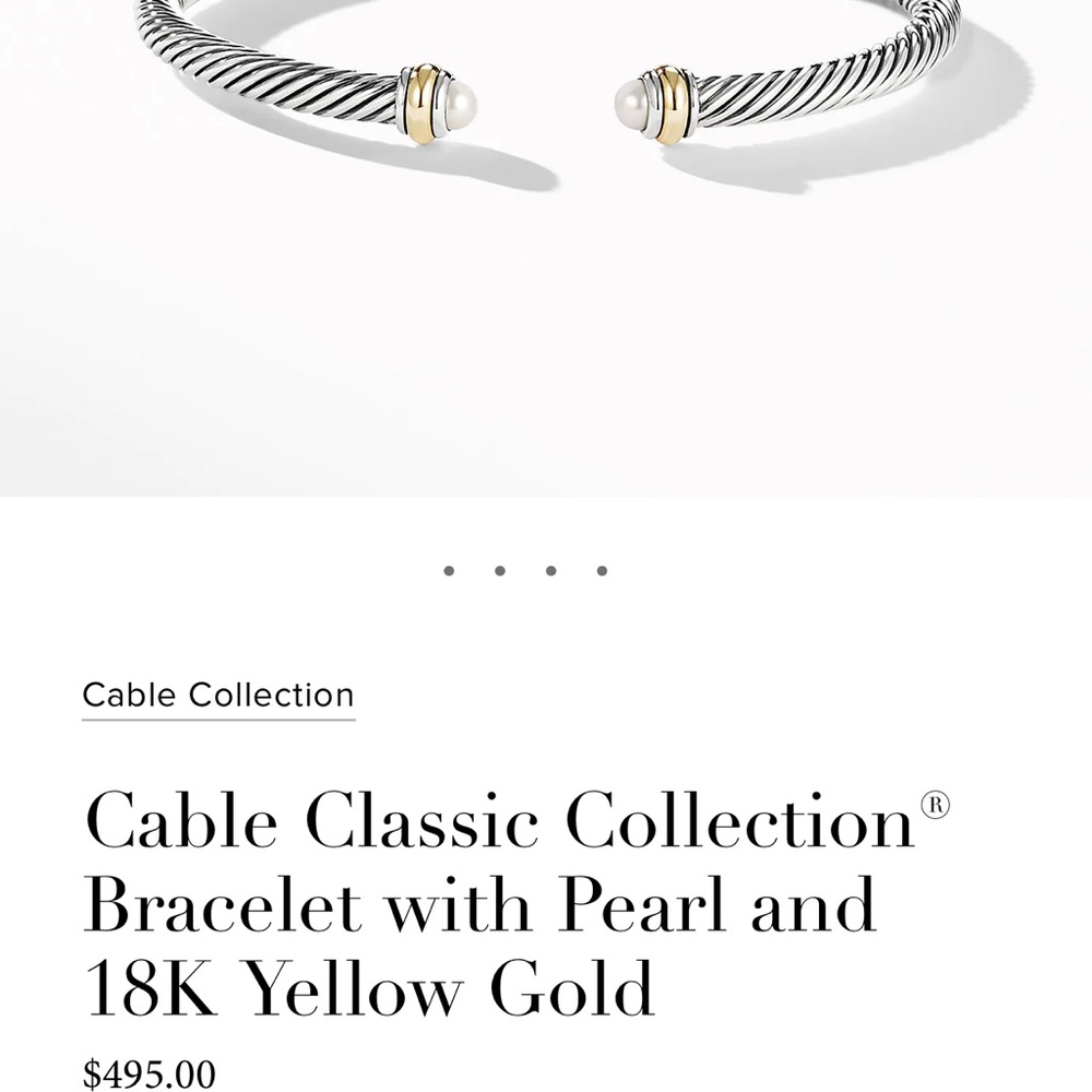 David Yurman Cable Classic Collection Bracelet with Pearl and 18K Yellow Gold